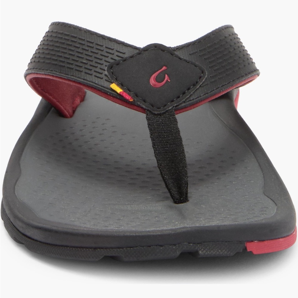 OluKai Black and Red Women's Sandals 6